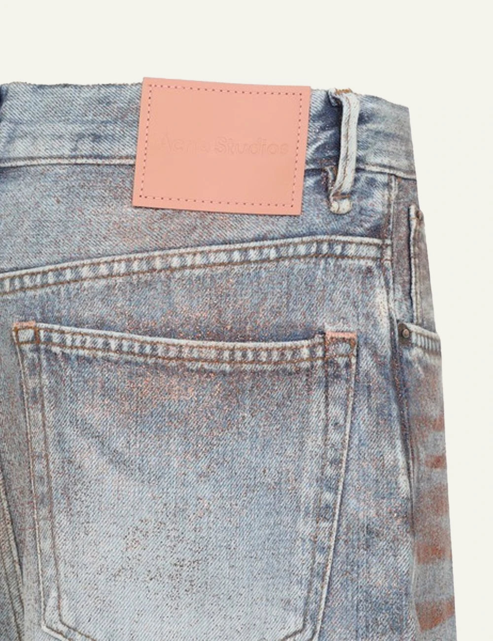 Acne Studios denim shorts light blue overwashed knee length back detail view