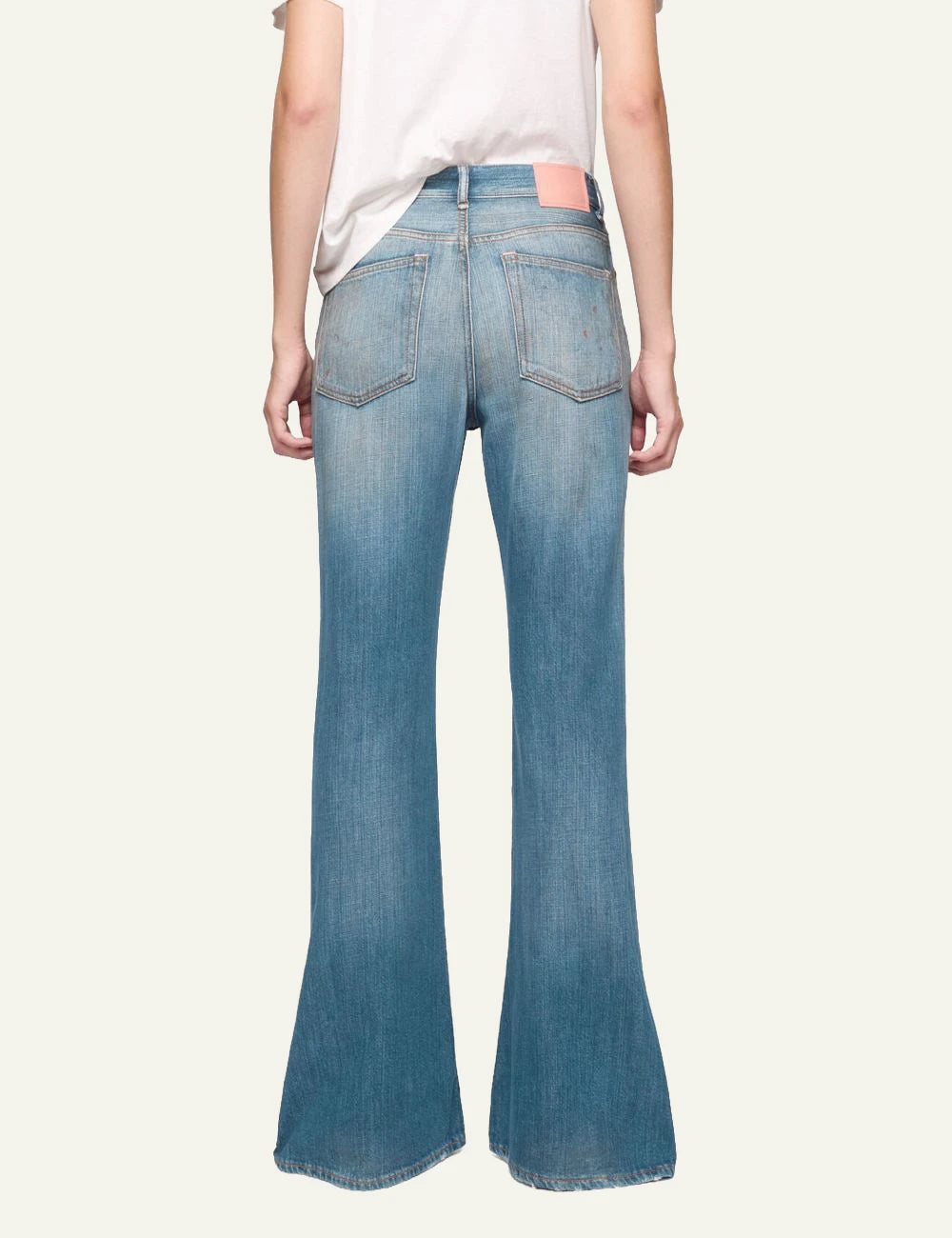 Acne Studios jeans blue vintage wash skinny bootcut paint marks distressed back view