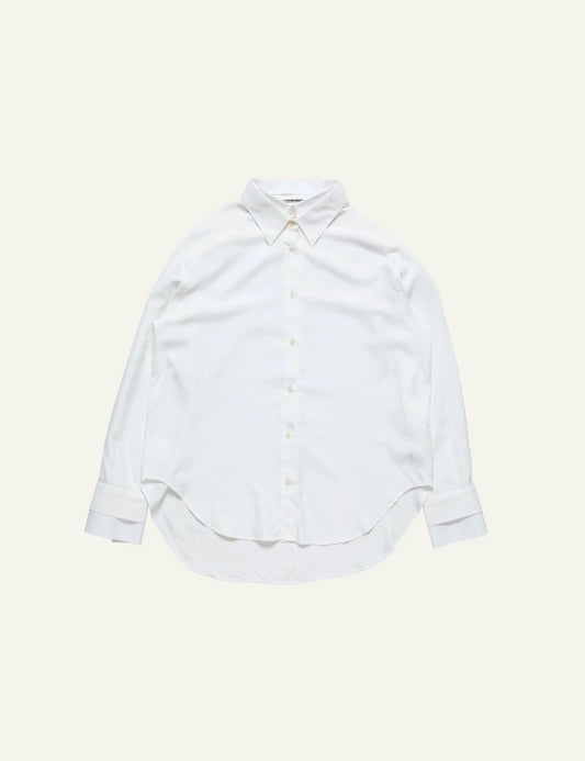 Acne Studios layered shirt white double collar fluid fabric front flat view