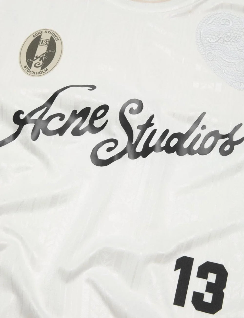 Acne Studios long sleeve t-shirt white jersey style artwork number 13 front logo view