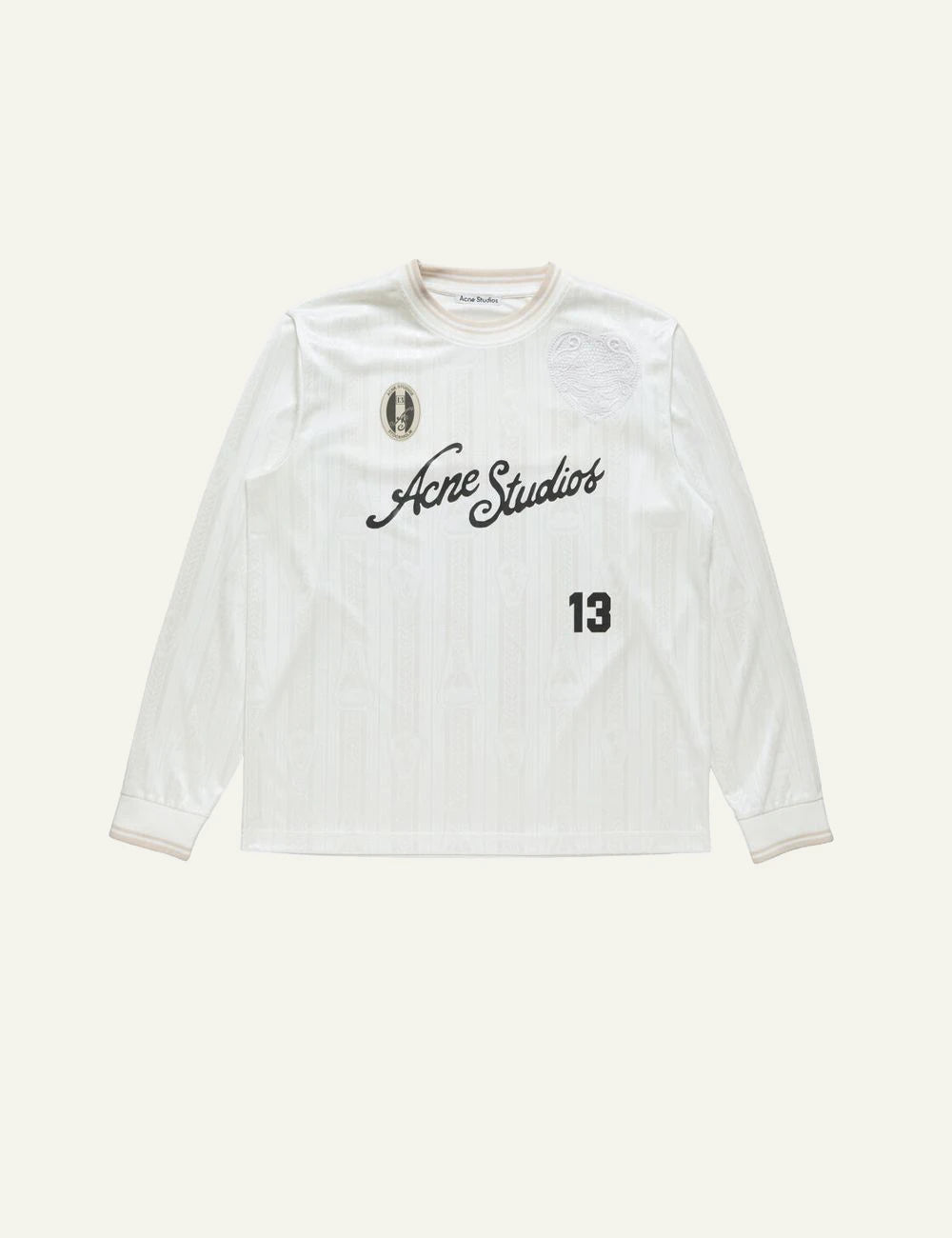 Acne Studios long sleeve t-shirt white jersey style artwork number 13 front flat view
