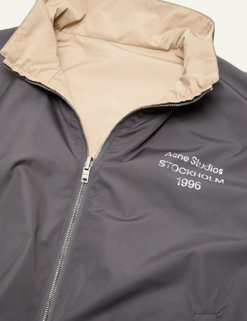 Acne Studios men's beige recycled polyester reversible technical jacket detail