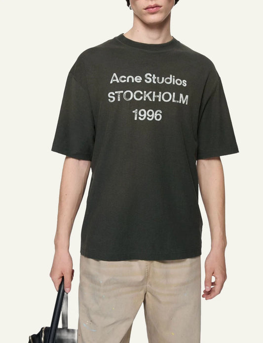 Acne Studios Men’s Black Vintage Spray Stamp Logo T-Shirt