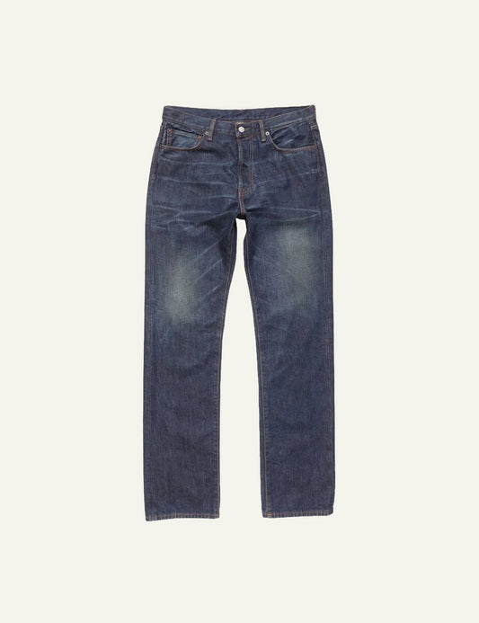 Acne Studios Men’s Dark Indigo Blue Distressed Straight Leg Jeans