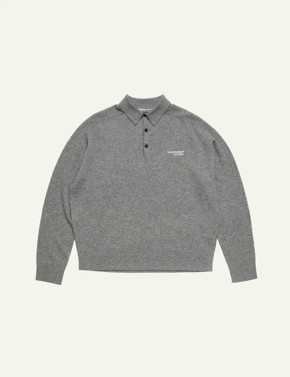 Acne Studios men's grey yak wool blend knitted polo sweater