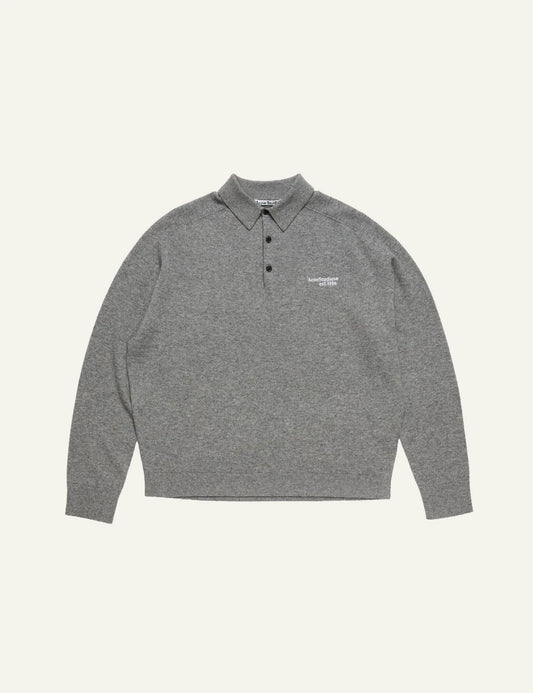Acne Studios men's grey yak wool blend knitted polo sweater