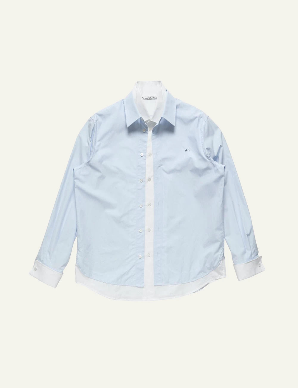 Acne Studios men's light blue and white organic cotton poplin shirt