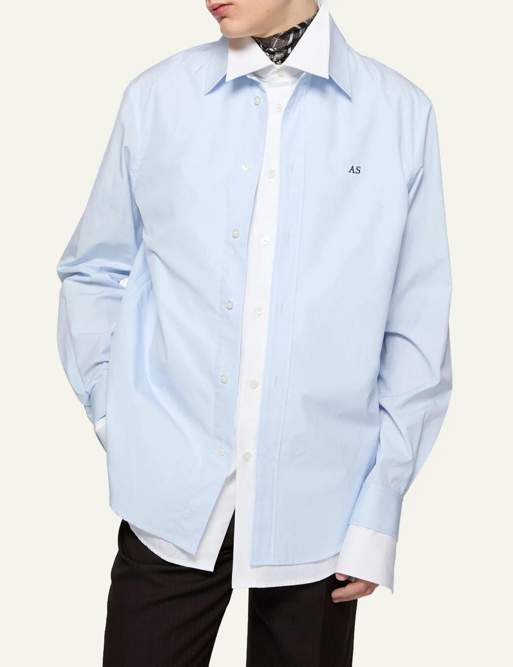 Acne Studios men's light blue and white organic cotton poplin shirt model