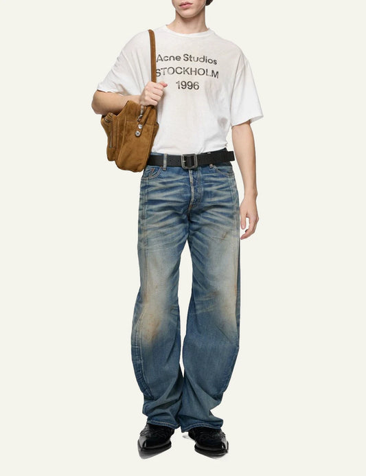 Acne Studios Men’s White Vintage Spray Stamp Logo T-Shirt