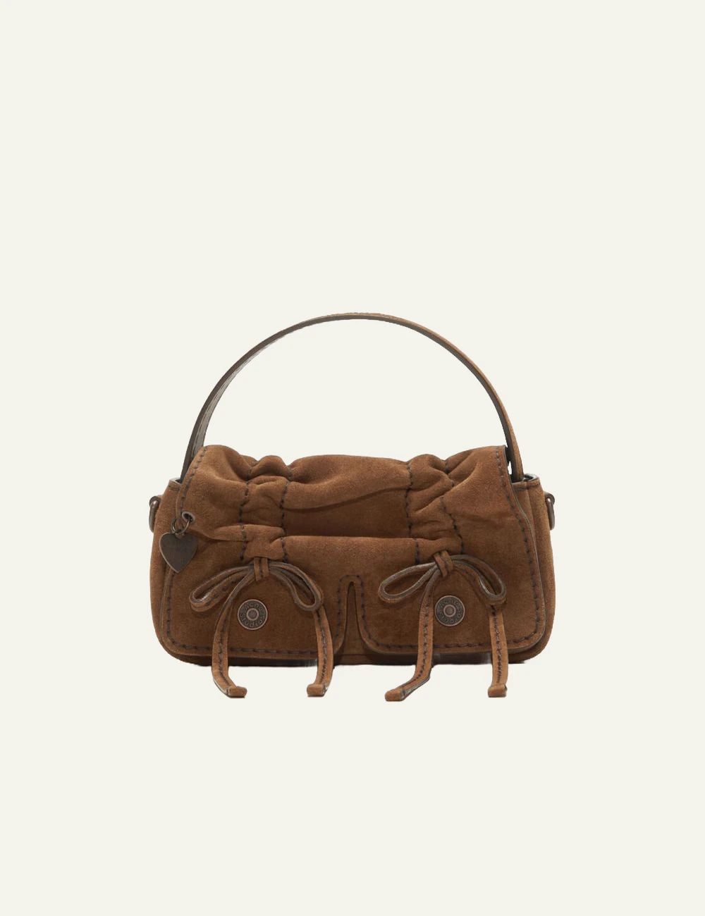 acne studios multipocket micro bag brown suede front view