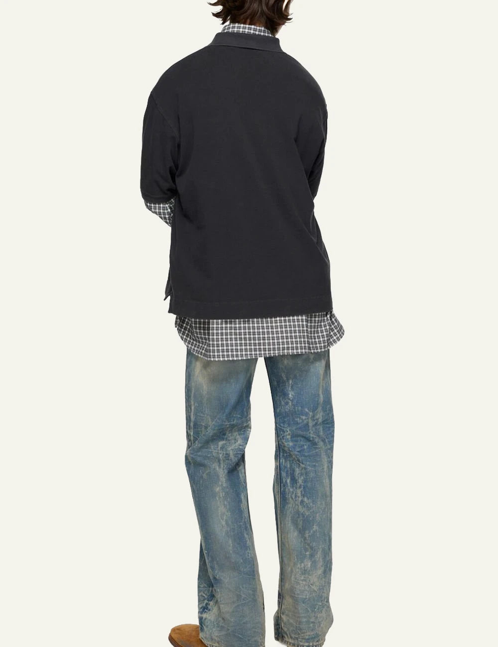 ACNE STUDIOS WASHED LOGO POLO BLACK