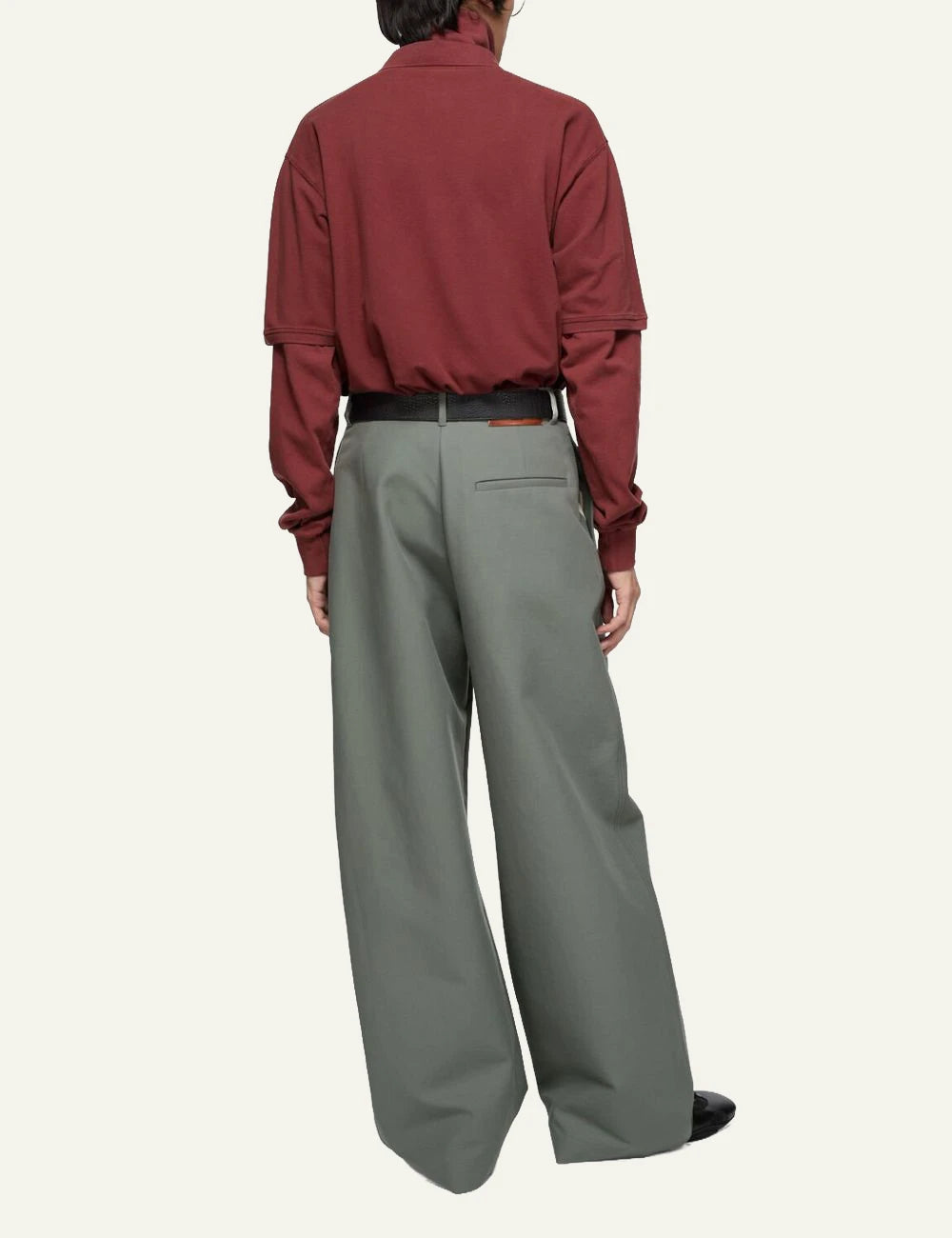 Acne Studios polo t-shirt burgundy organic cotton relaxed fit back view