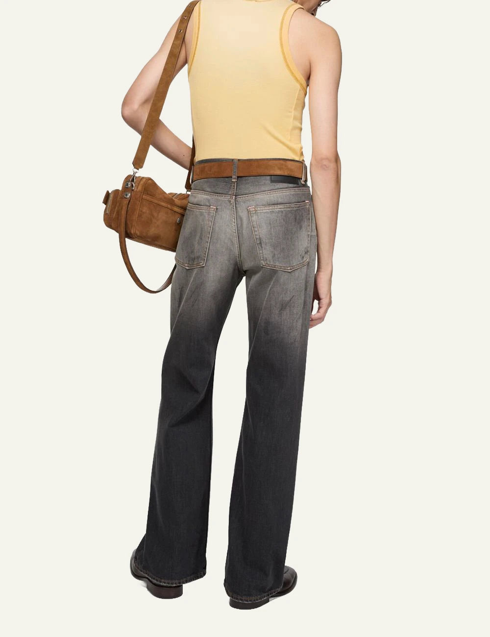 Acne Studios ribbed tank top yellow sun kissed fade fitted logo back view