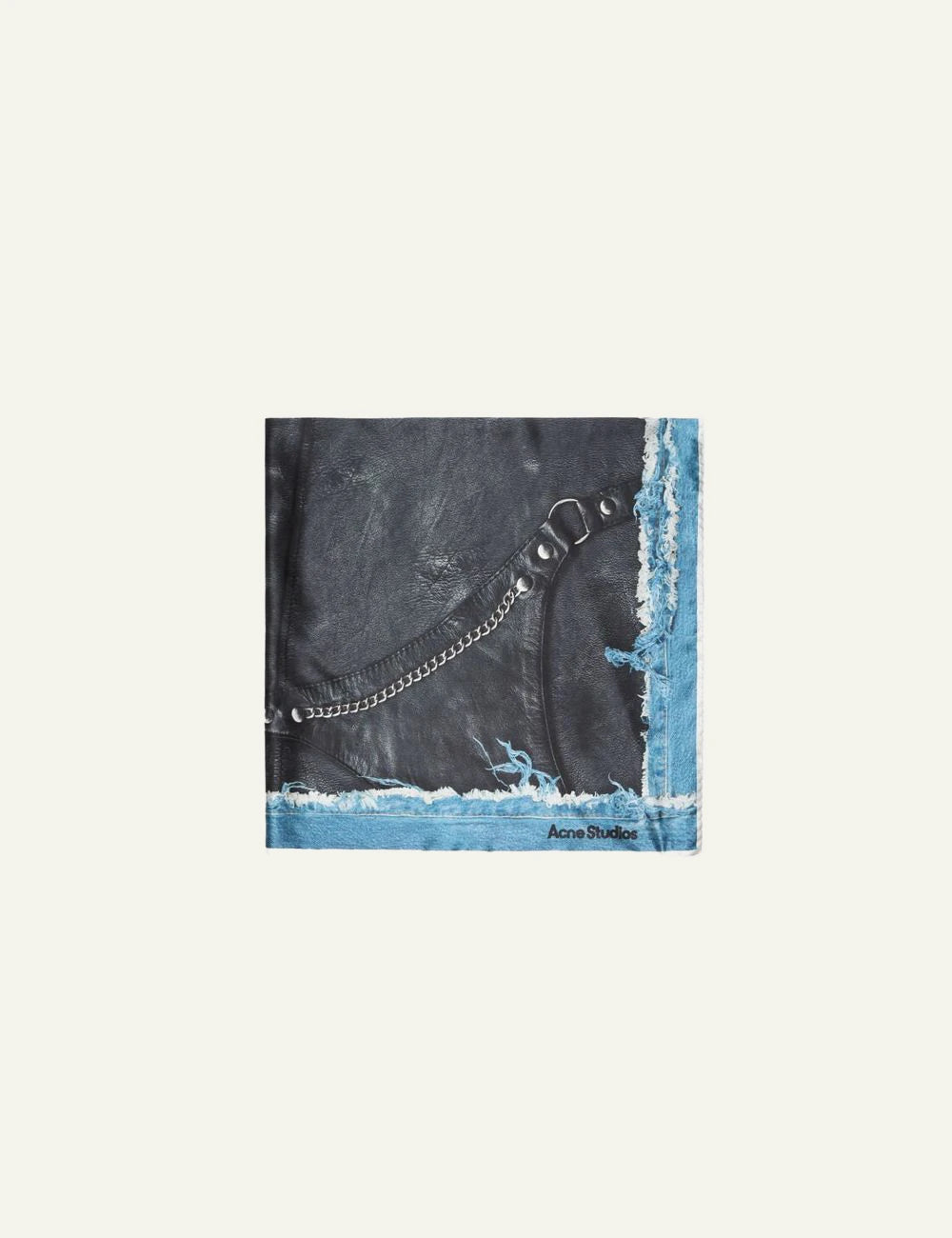 ACNE STUDIOS PRINTED SILK SCARF BLACK/BLUE – Simple Caracters