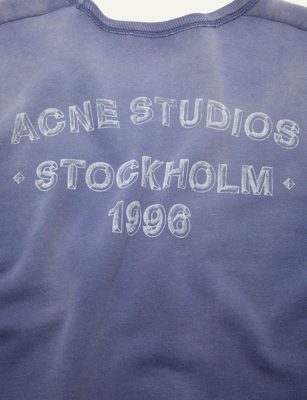 Acne Studios sweatshirt blue sun faded cotton fleece regular fit back view
