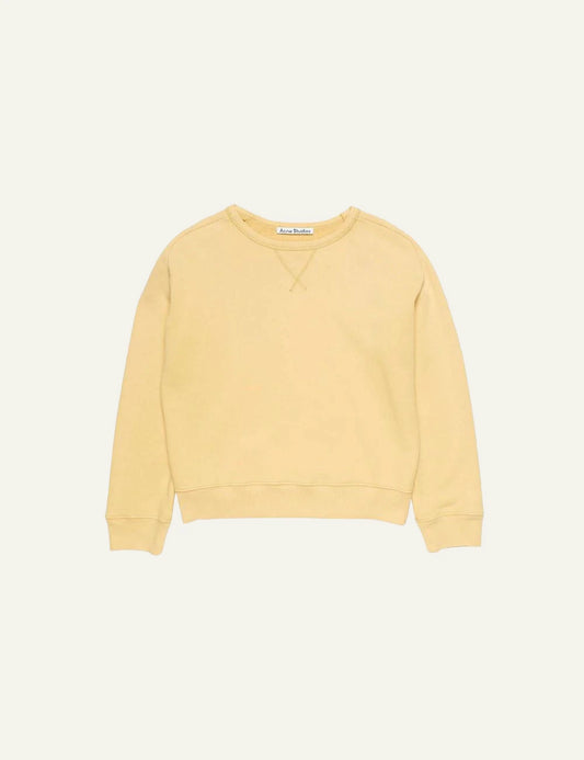 Acne Studios sweatshirt light yellow sun faded cotton fleece regular fit front flat view