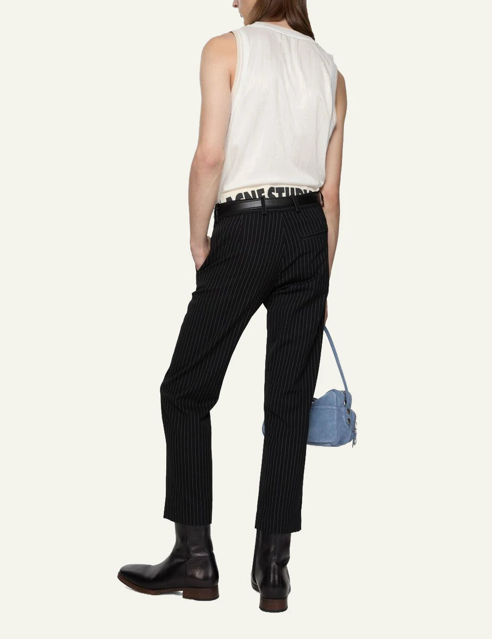 Acne Studios tank top white technical fabric number 13 artwork back view