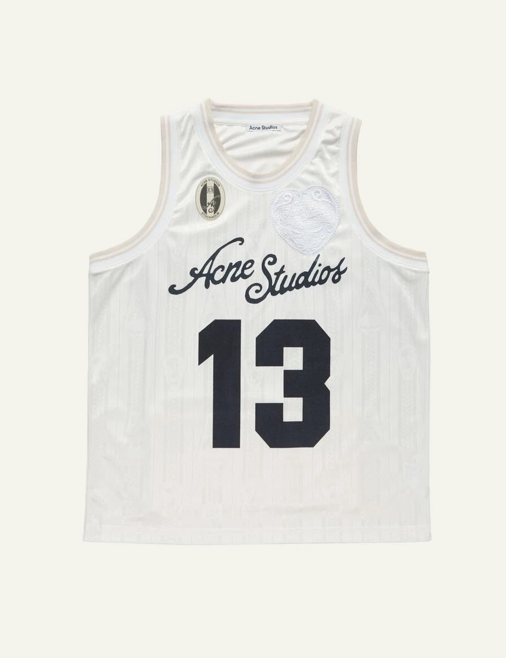Acne Studios tank top white technical fabric number 13 artwork front flat view