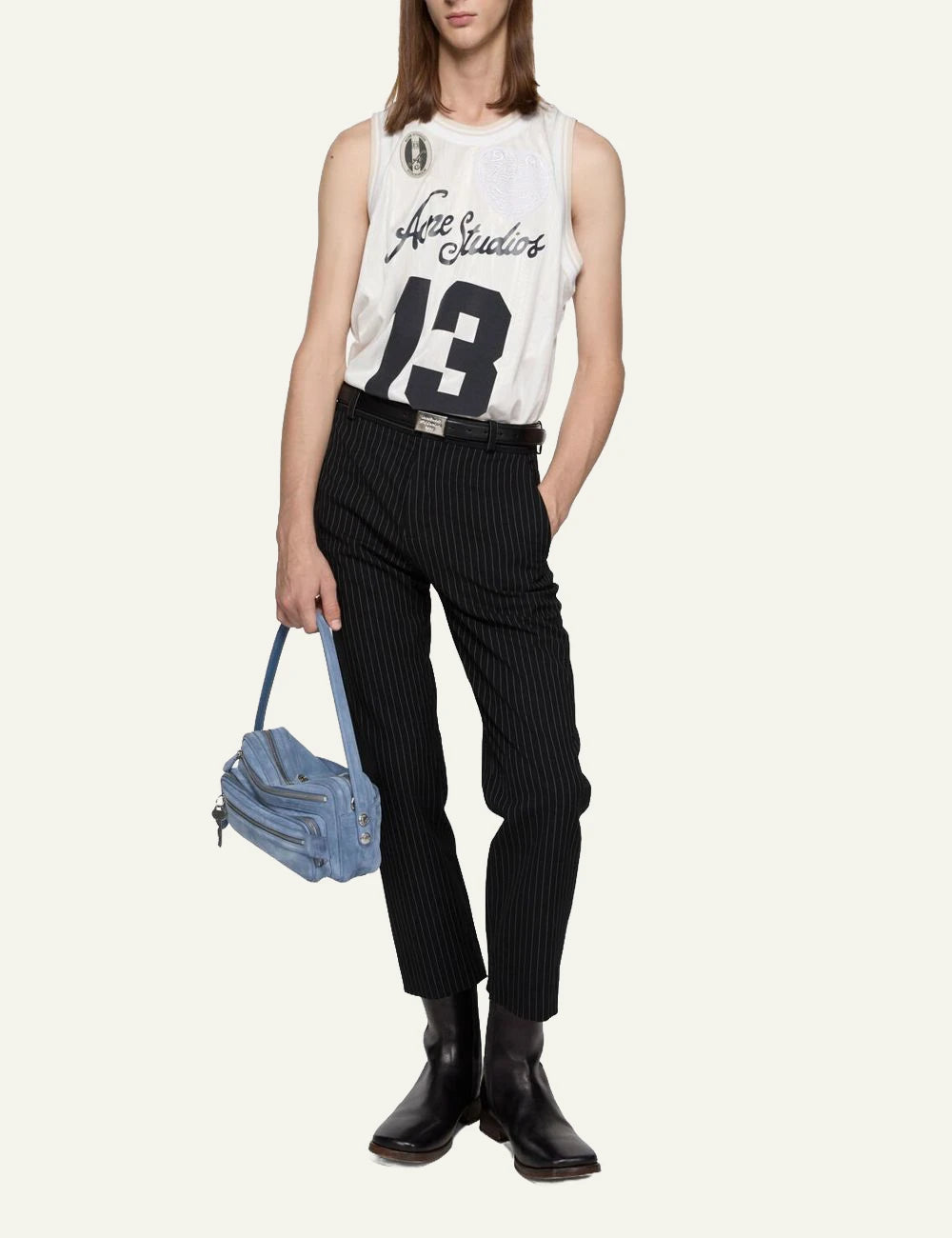 Acne Studios tank top white technical fabric number 13 artwork front full body view