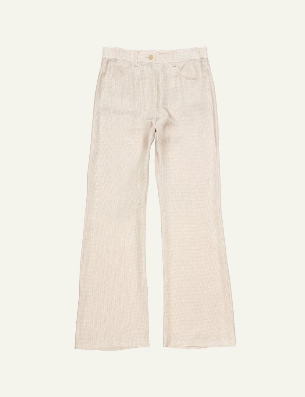 Acne Studios trousers beige check twill mid waist straight front flat view