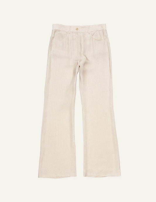 Acne Studios trousers beige check twill mid waist straight front flat view