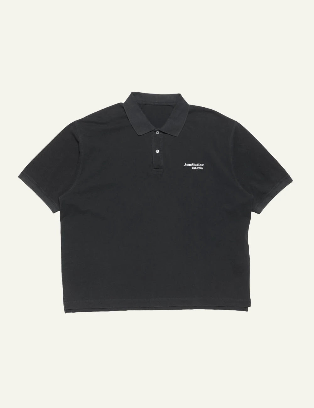 Acne Studios unisex black cotton polo T-shirt with embroidered chest logo