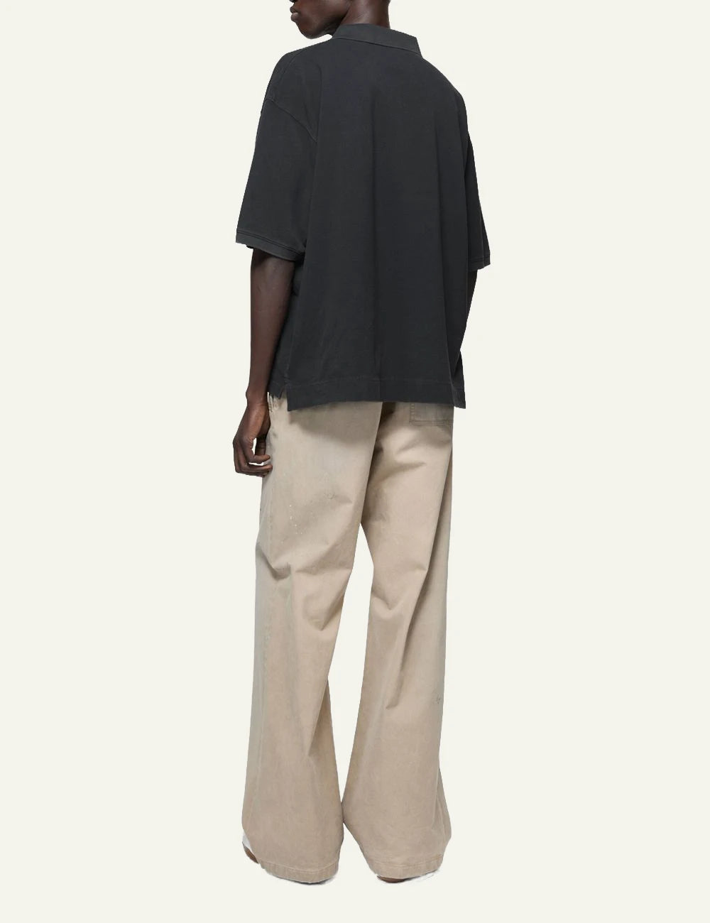 Acne Studios unisex black cotton polo T-shirt with embroidered chest logo back