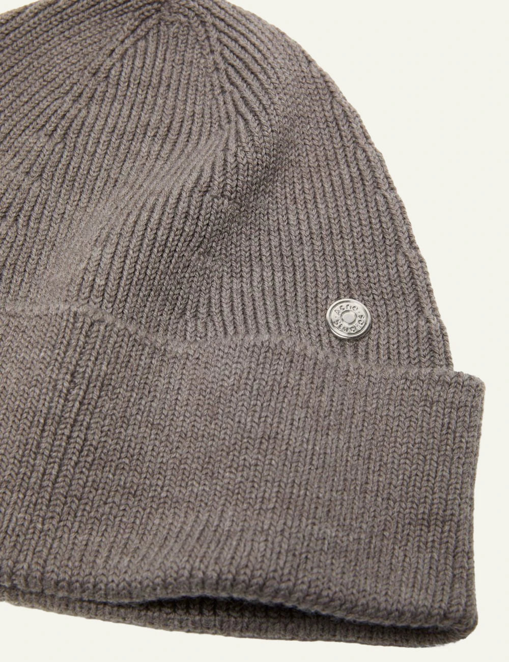 Acne Studios unisex grey brown merino wool ribbed knit beanie detail