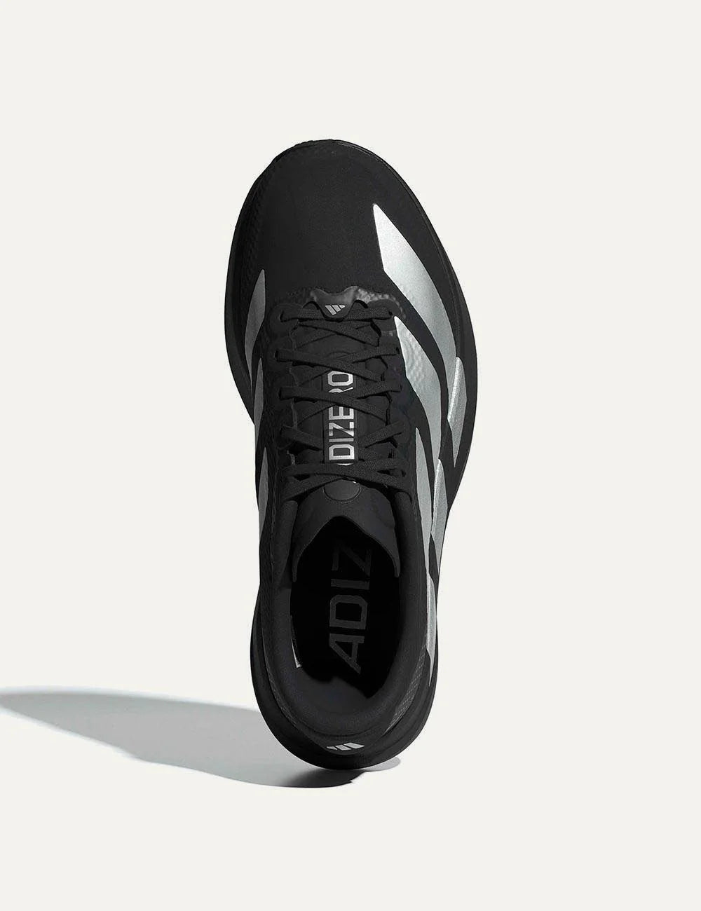 Adidas Adizero Evo SL sneaker black me silver stripes top view