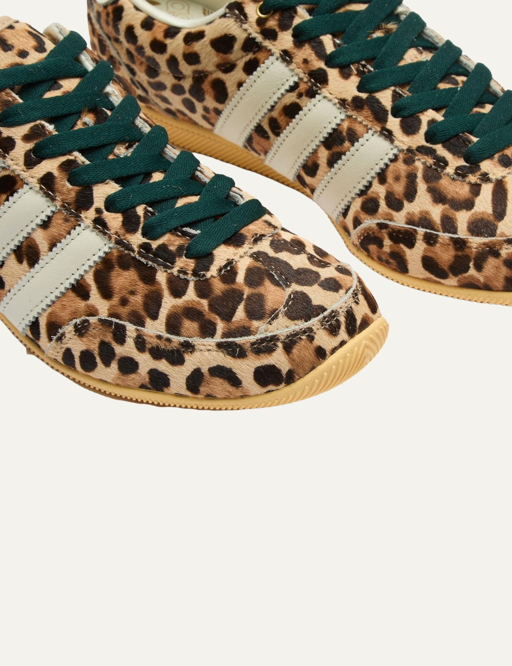 adidas Japan leopard sneakers front detail toe double stitching