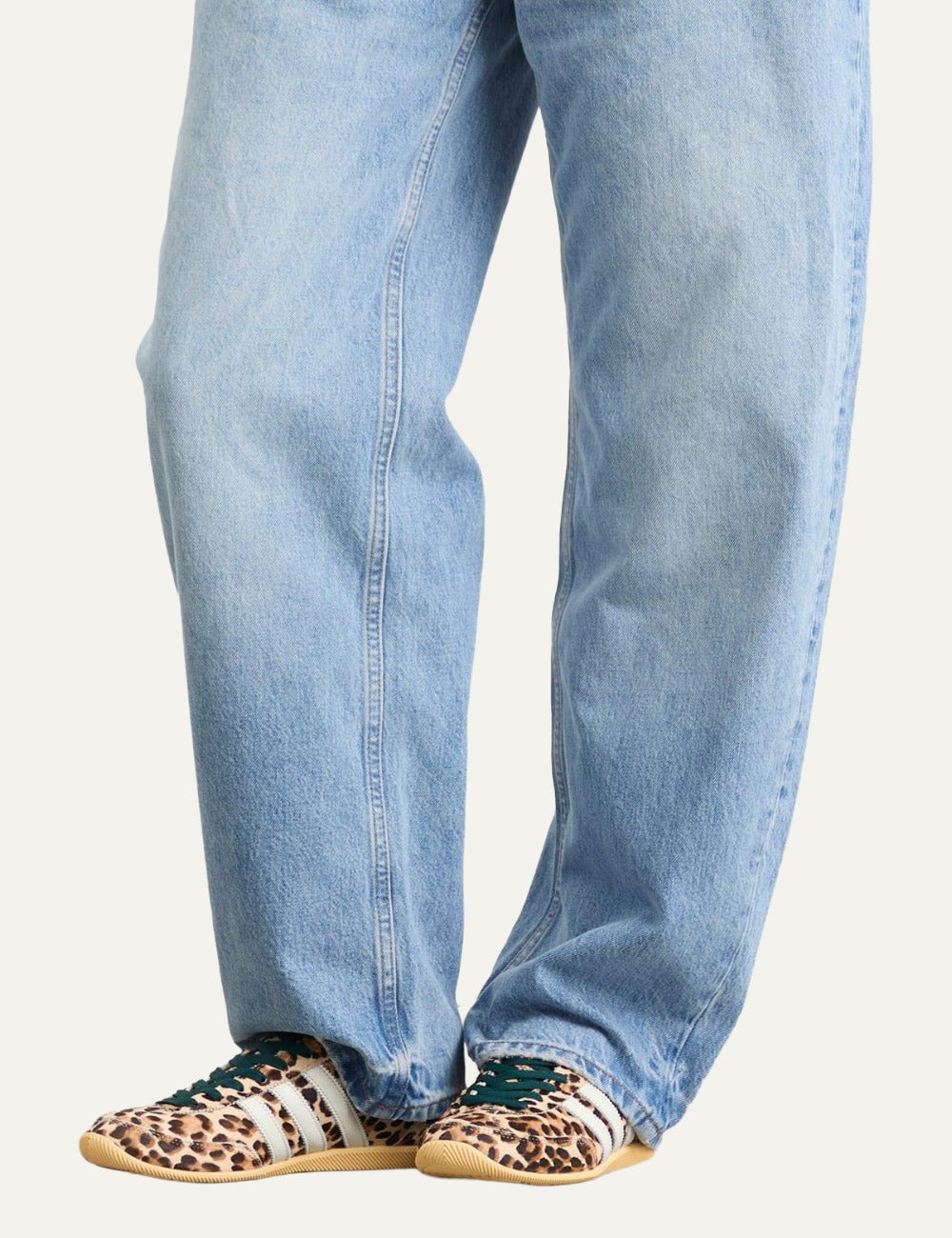 adidas Japan leopard sneakers on feet lifestyle look