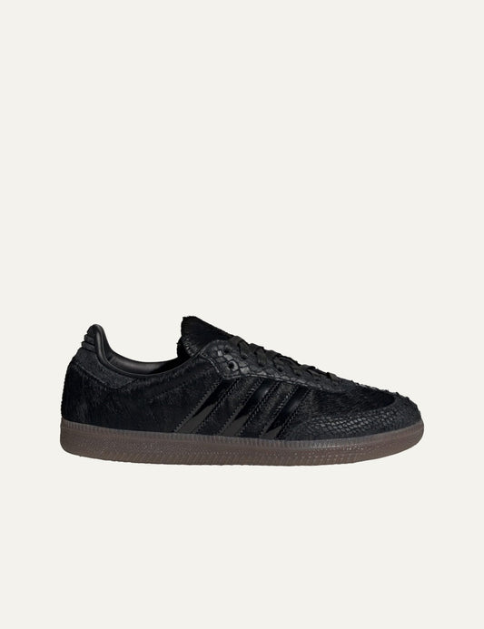 adidas Samba OG black pony hair sneakers side view