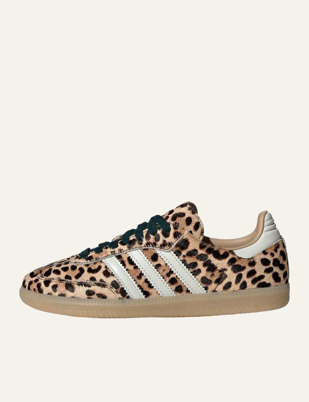 adidas Samba OG Leopard Magic Beige profile view animal print sneakers gum σόλα