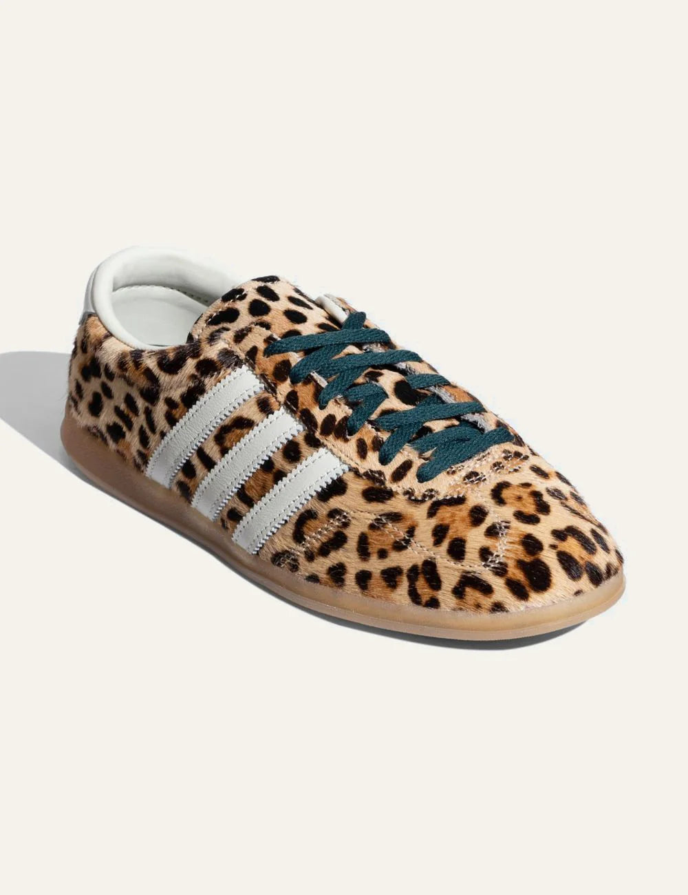 adidas Gazelle Lo Pro leopard pony hair sneakers front angle