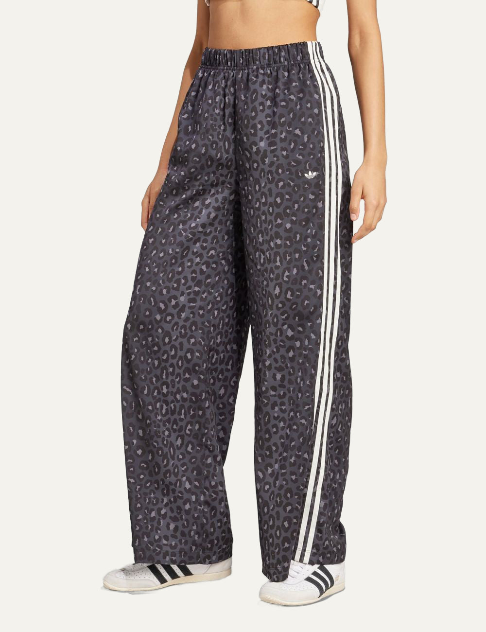 adidas Originals animal print wide-leg pants worn look front view