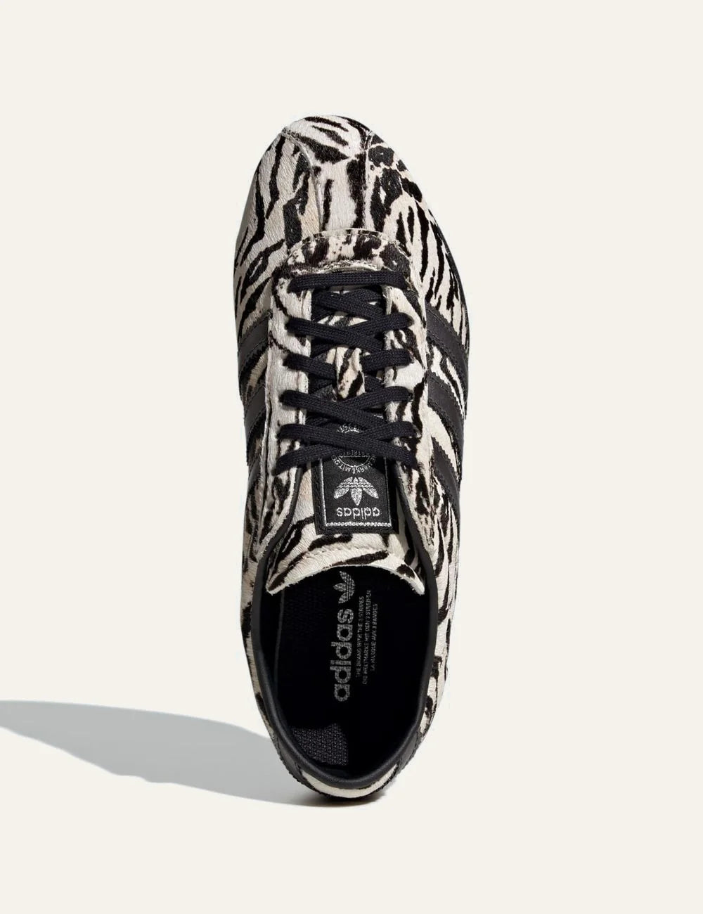 adidas Tokyo zebra pony hair sneakers top view lace detail