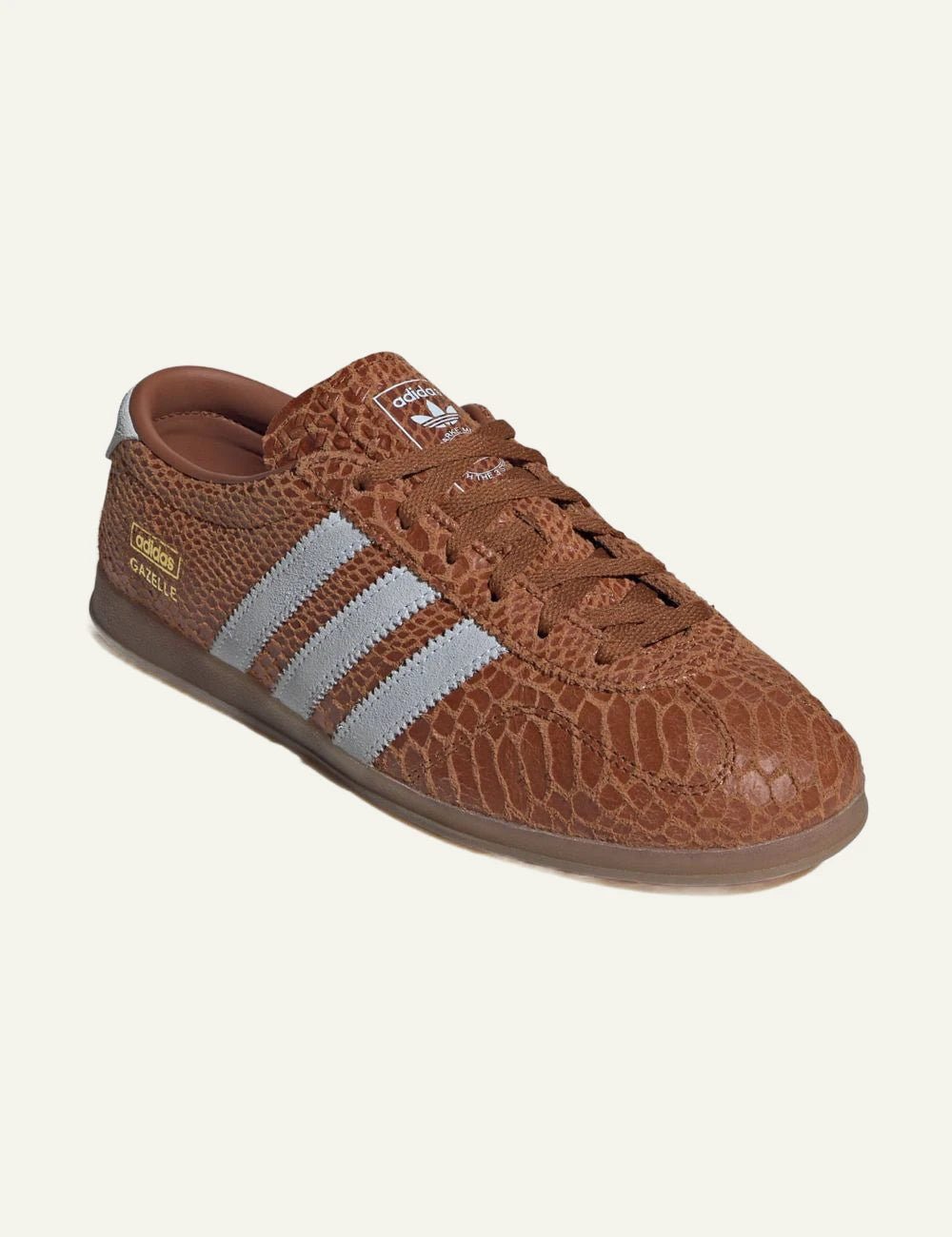 Adidas Gazelle Lo Pro sneakers brown textured leather angled view