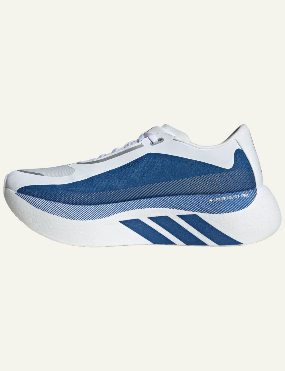 adidas Hyperboost Edge running shoes white blue profile view