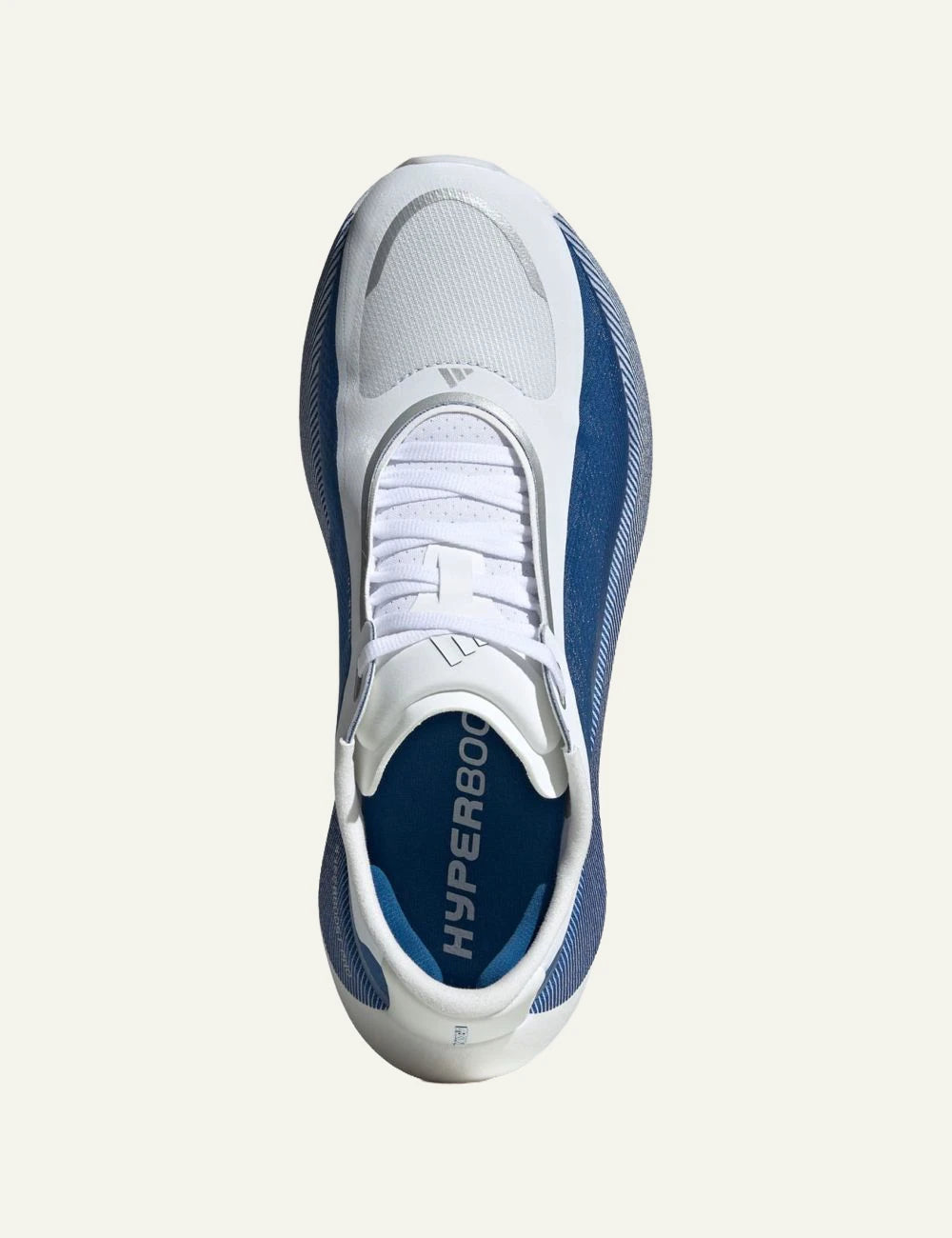 adidas Hyperboost Edge running shoes white blue top view