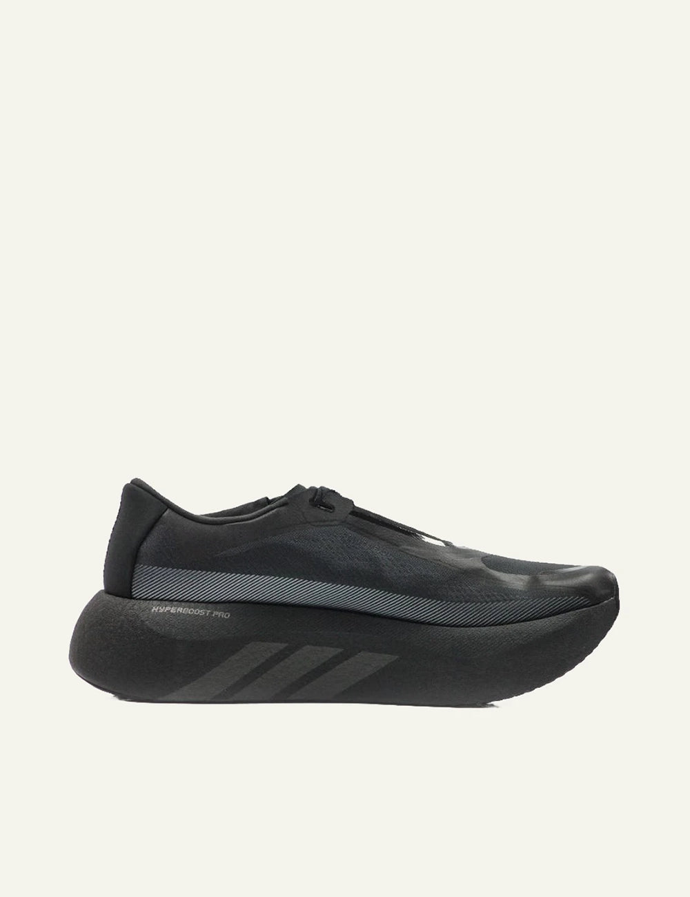adidas Hyperboost Edge running shoes in Total Black with Hyperboost Pro cushioning profile