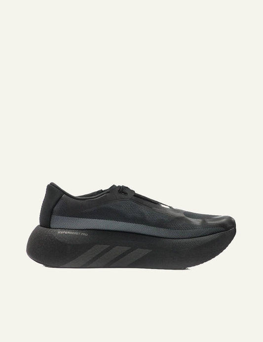 adidas Hyperboost Edge running shoes in Total Black with Hyperboost Pro cushioning profile