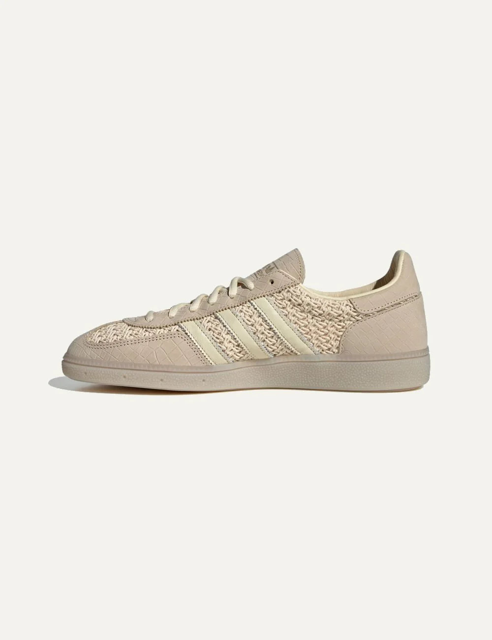 Adidas women's Samba beige sneakers with woven cotton mesh, embossed nubuck overlays and cream leather stripes profile