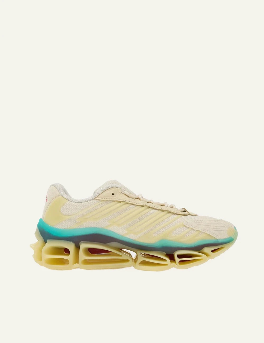 adidas Megaride running shoes beige mesh tunnel sole side view