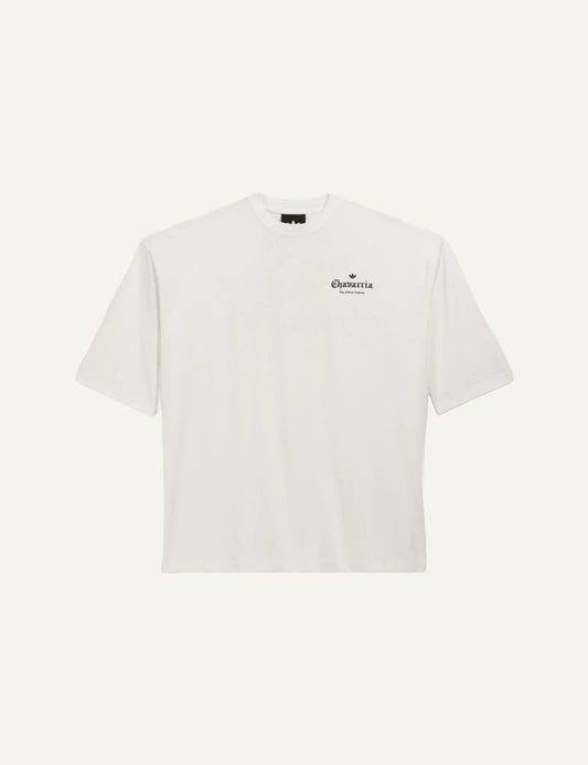 adidas Originals Chavarria logo t-shirt off white oversized front flat view