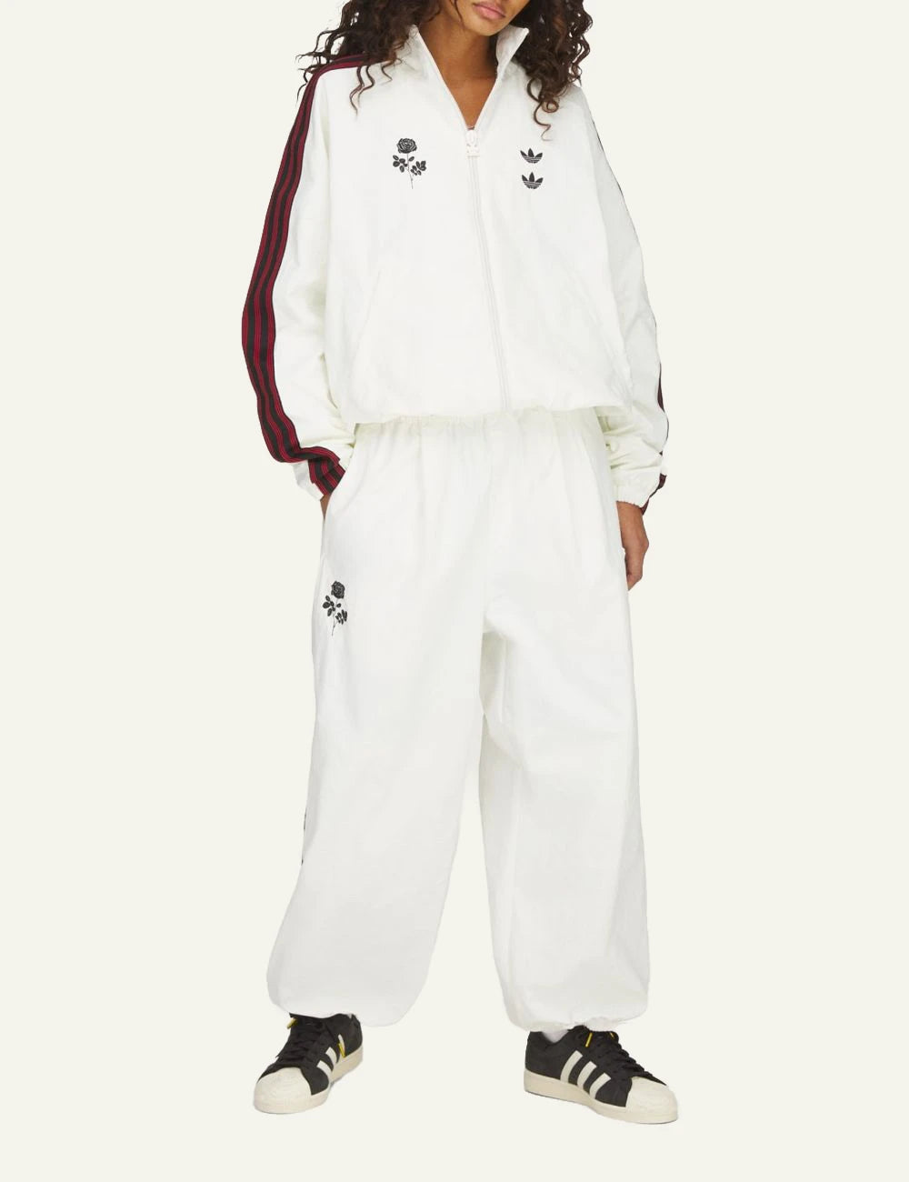 adidas Originals Chavarria woven track jacket off white oversized stripes front flat full body