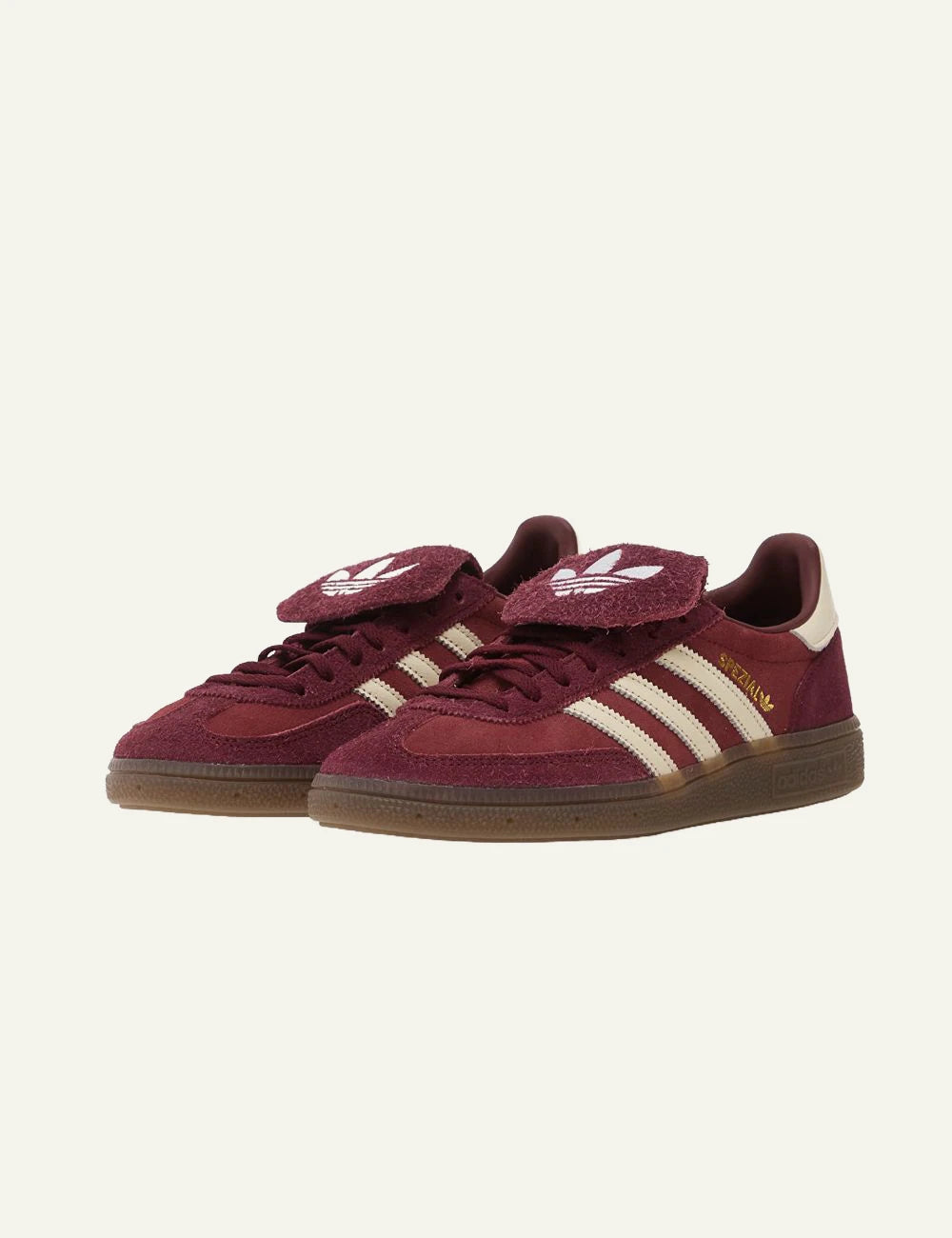 Adidas Originals Handball Spezial LT shadow red suede gum sole angled view