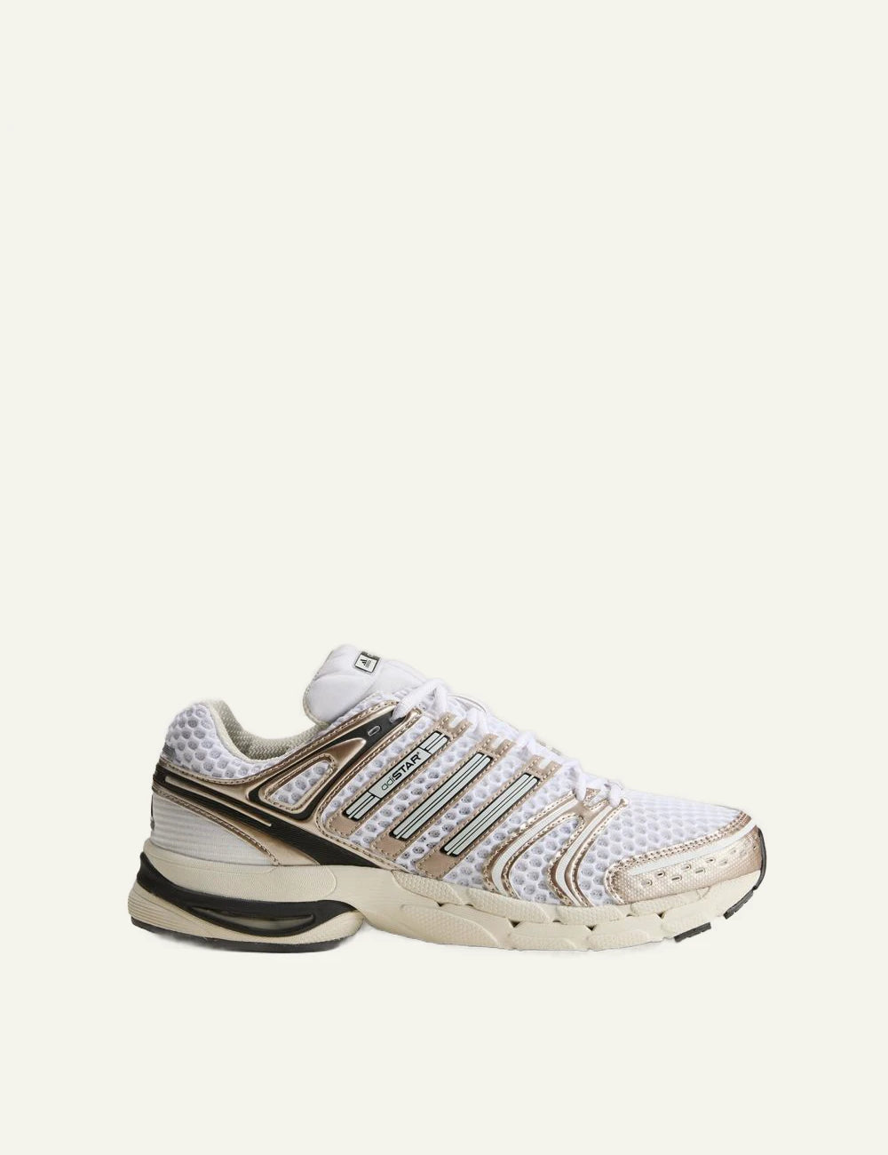 Men's adidas Originals Adistar Control 5 sneakers in white, grey and champagne metallic