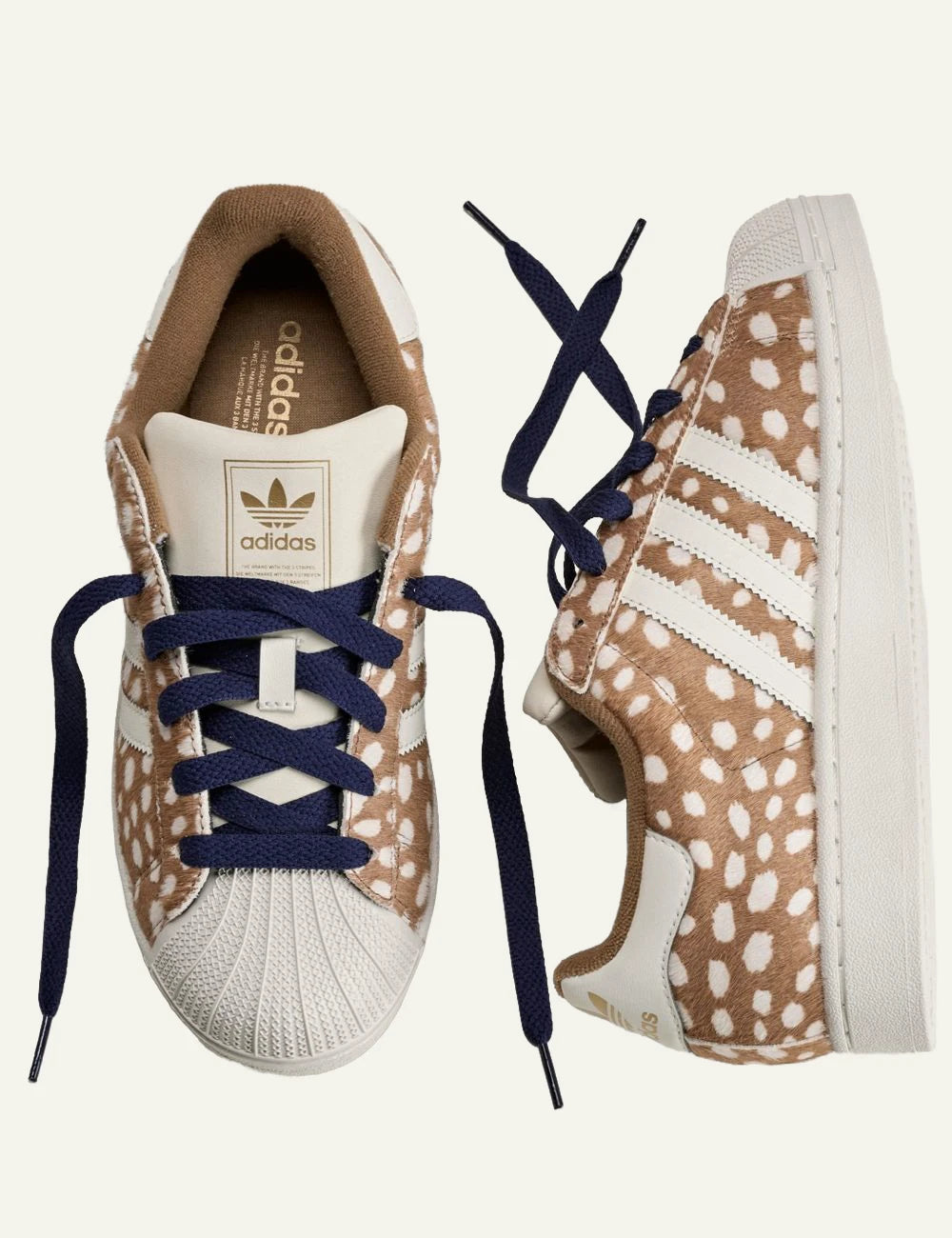 adidas Originals Superstar II Brown Desert animal print leather sneakers with shell toe top