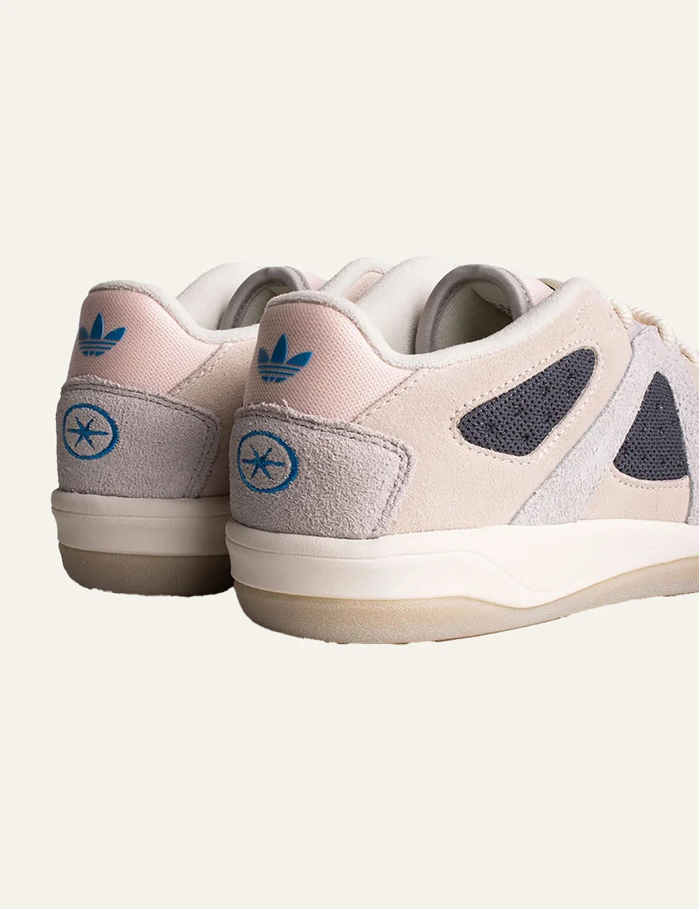adidas Originals unisex cream grey and pink suede mesh sneakers back