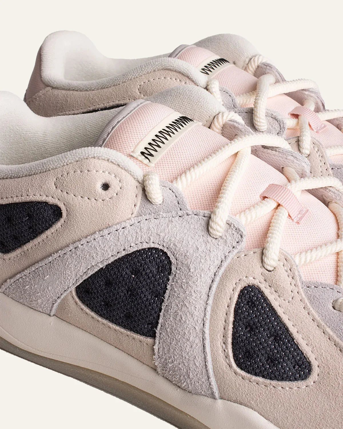 adidas Originals unisex cream grey and pink suede mesh sneakers detail